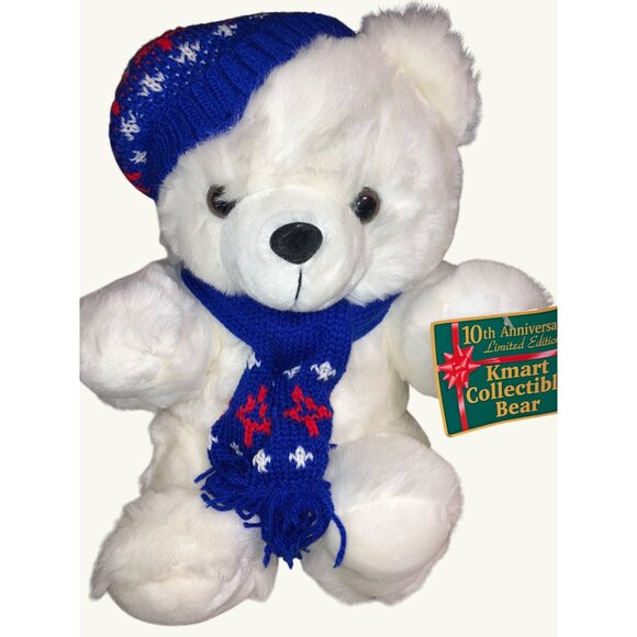 Holiday Christmas Teddy Bear Plush 10th Anniversary Limited Edition Kmart 1996 - Picture 1 of 16